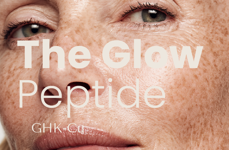 Woman with glowing radiant skin representing GHK-Cu glow peptide benefits for collagen support and skin rejuvenation at The Pip Rx in Overland Park.